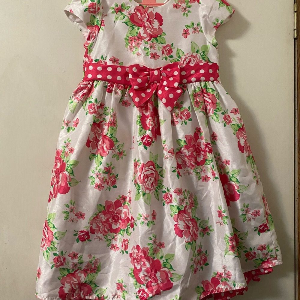 Pink and White Floral Easter or Party Dress Girls Size 5t